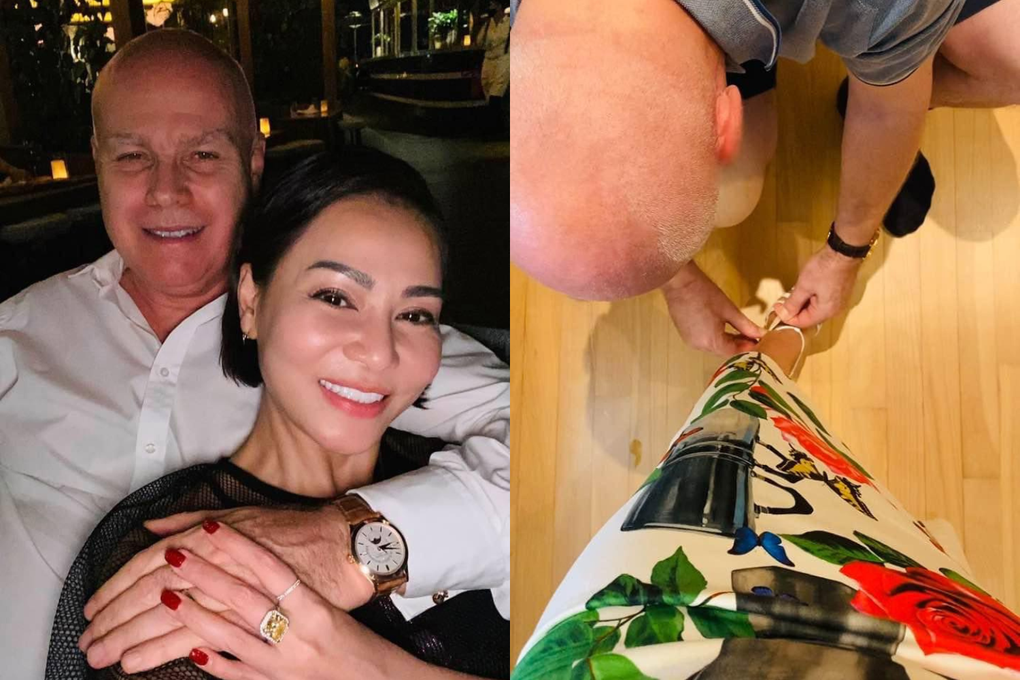 Gắn bó bên nhau hơn 1 thập kỷ, chồng Tây vẫn giữ thói quen thắt dây giày cho cô Chồng thắt dây giày cho Thu Minh