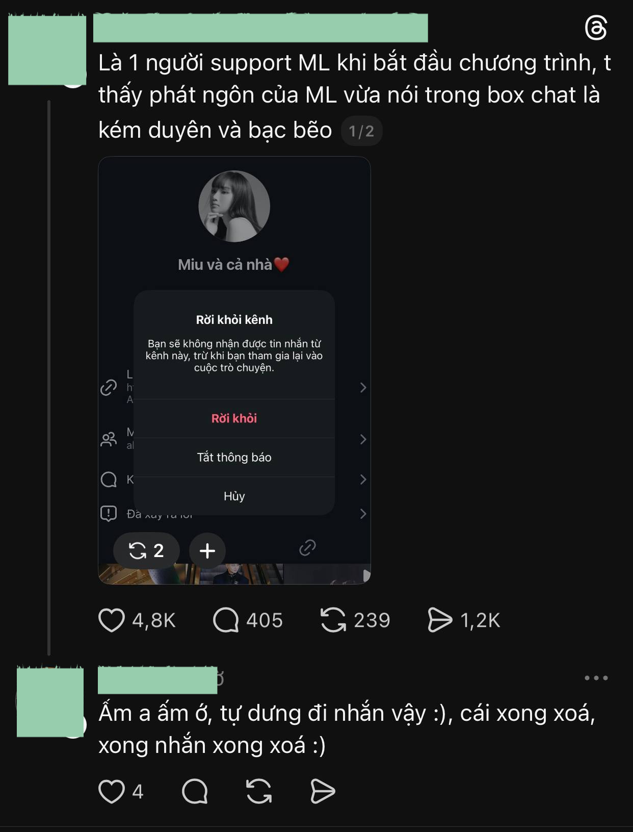 Nhiều fan thoát nhóm chat, bày tỏ sự thất vọng với Miu Lê sau phát ngôn bị cho là kém duyên