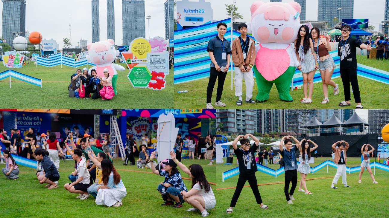 Cô 5 Sen quản trò Squid Game Campzone với linh vật Cô 5 Sen