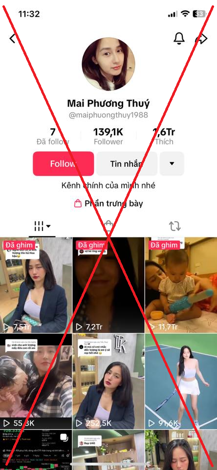 Tài khoản mạo danh Mai Phương Thúy có lượng người theo dõi lớn