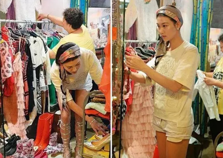 Lý Thể Hoa bán quần áo kiếm sống
